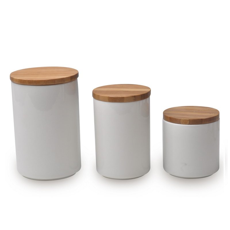 Round Ceramic Canister Jar Porcelain Food Container Coffee Sugar Tea Ceramic Food Storage Containers Set With Lids
