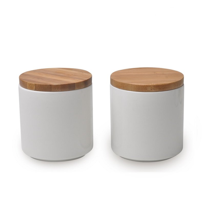 Round Ceramic Canister Jar Porcelain Food Container Coffee Sugar Tea Ceramic Food Storage Containers Set With Lids