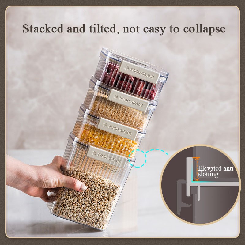Airtight Food Storage Containers Kitchen Organization Bpa Free Plastic Transparent Clear Stackable Sealed Jars Tank with Lids