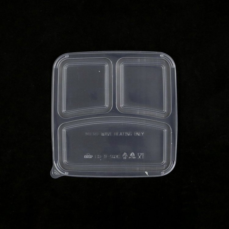 Microwavable 3 Compartment Square Boxes 215x215x43mm Polypropylene Heavy Duty 1-3L Capacity Free Food Storage Lunch Singapore
