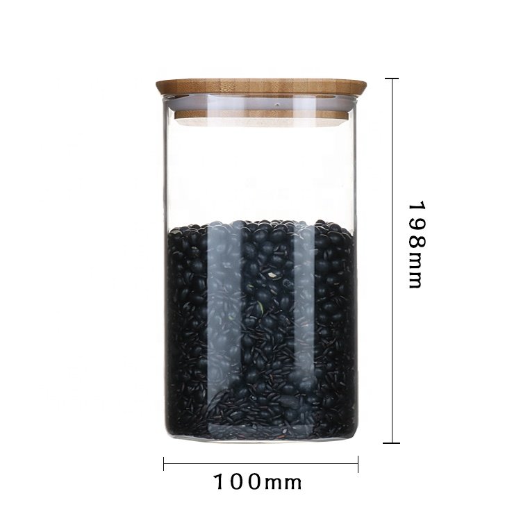 Factory High Quality Square Borosilicate Glass Food Storage Containers Canister with Bamboo Lids Durable Kitchen Storage