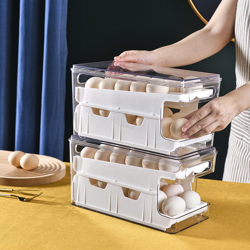 Transparent Egg Storage Cartridges Slide Type Multi-compartment Egg Crisper Household Egg Carton food storage & container
