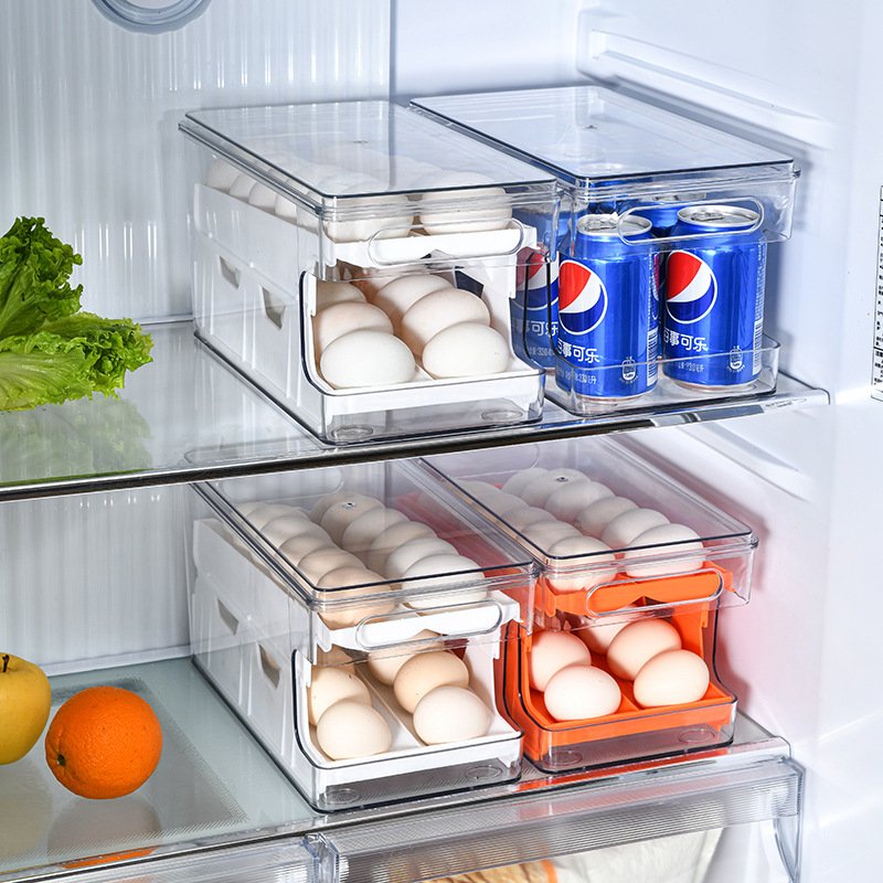 Transparent Egg Storage Cartridges Slide Type Multi-compartment Egg Crisper Household Egg Carton food storage & container