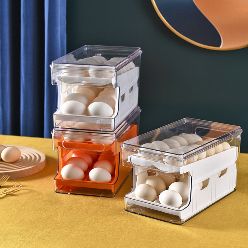 Transparent Egg Storage Cartridges Slide Type Multi-compartment Egg Crisper Household Egg Carton food storage & container