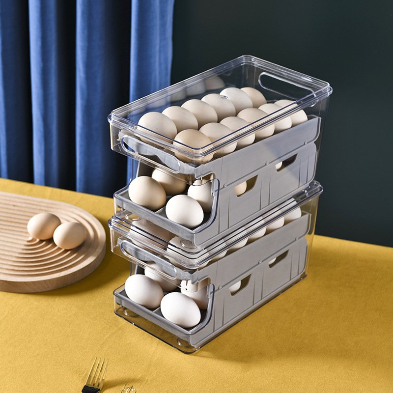 Transparent Egg Storage Cartridges Slide Type Multi-compartment Egg Crisper Household Egg Carton food storage & container