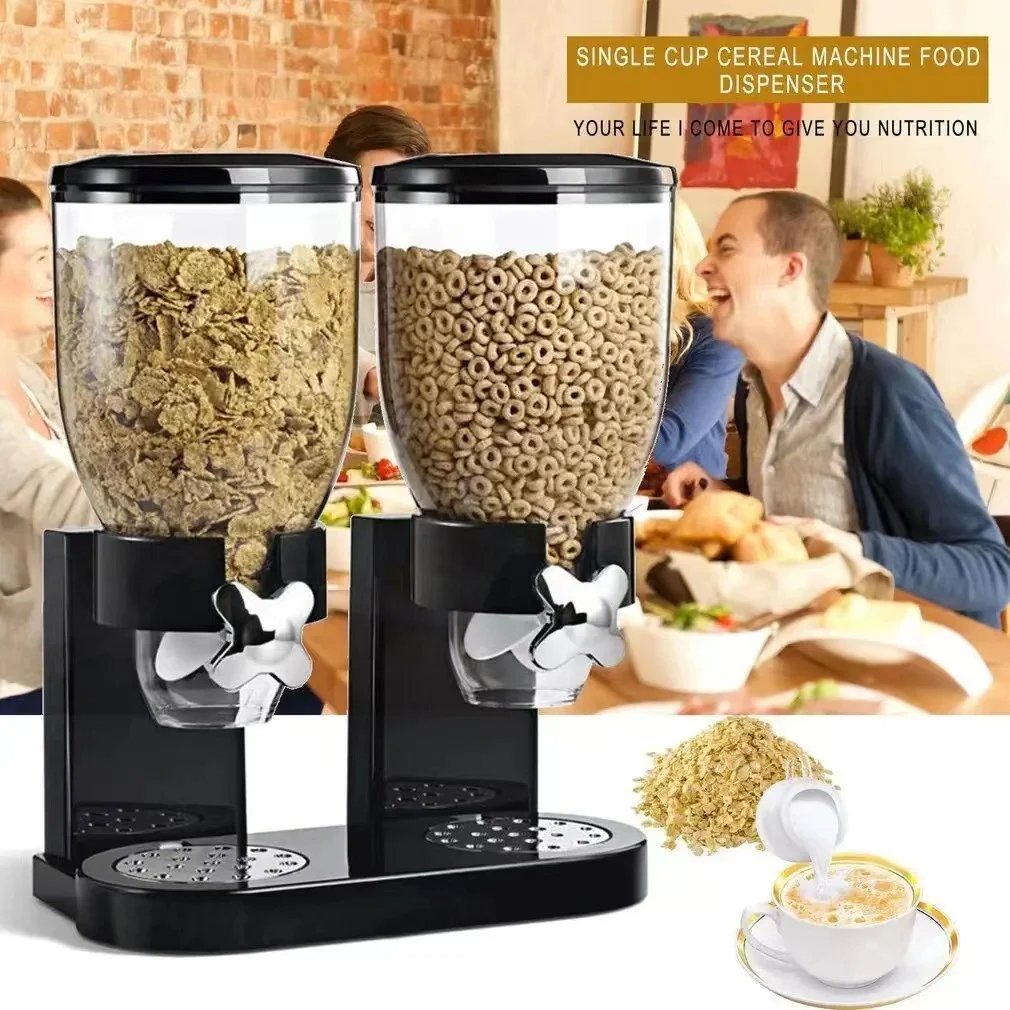 Round Dry Food Dispenser Dual Control Dry Food Cereal Dispenser Storage Boxes Food Container