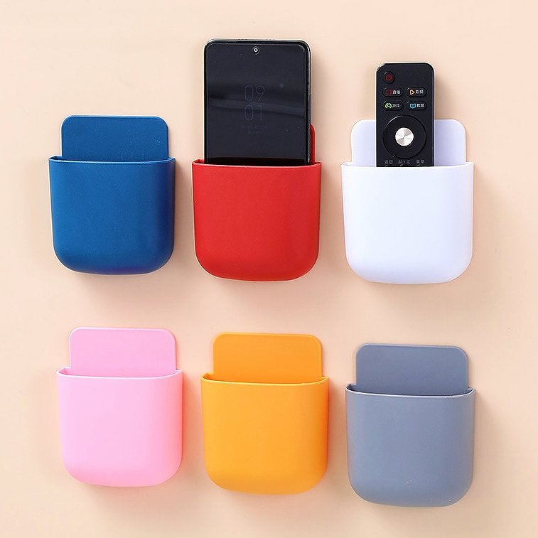 Wall Mounted Mobile Phone Holder Multifunction Holder Remote Control Storage Box Charger Hook Cable Charging Dock Stand
