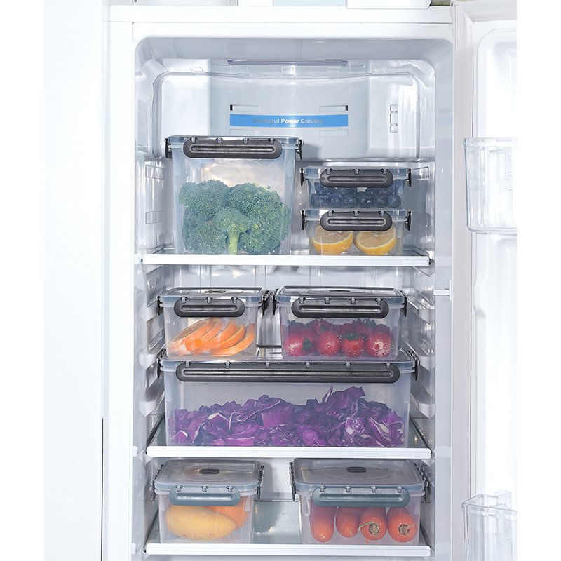 Kitchen Plastic Airtight Refrigerator Food Storage Box Fruit Vegetable Stock Container for Freshness Preservation