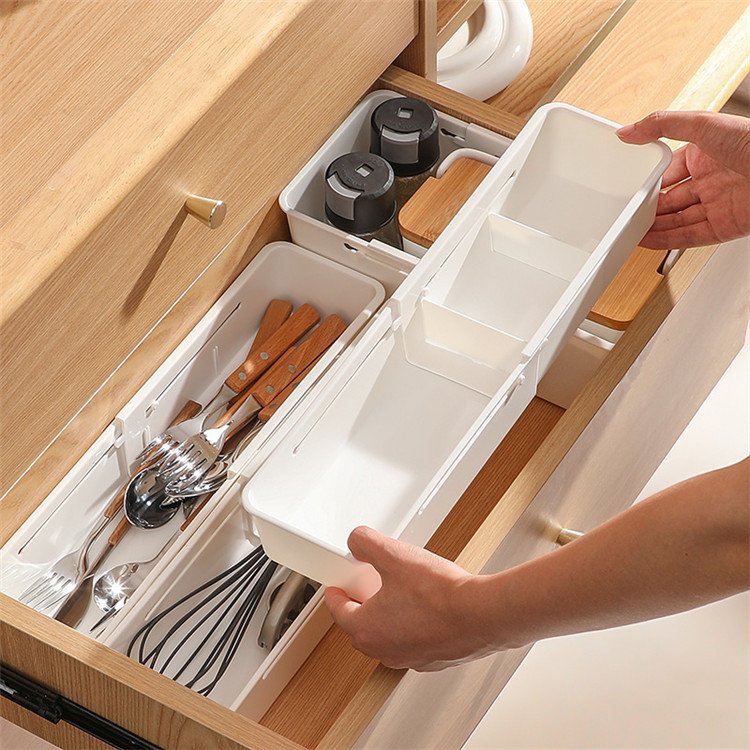 Modern Square Plastic Drawer Organizer Box Multifunctional Kitchen and Office Tool Storage Divider for Home Use
