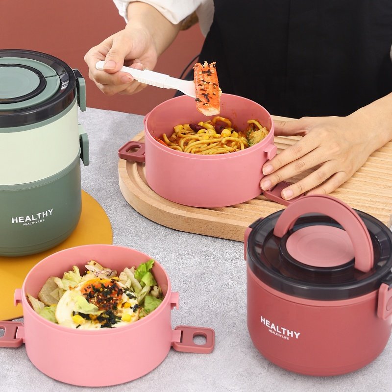 Multi-layer portable circular insulated lunch box Food packing container Convenient lunch box for students