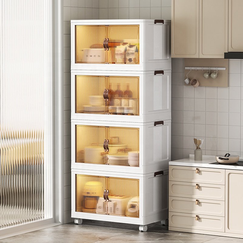 kid living room Large Plastic Storage Bins Stackable Storage Containers with Wheels and Lids Folding Storage Boxes