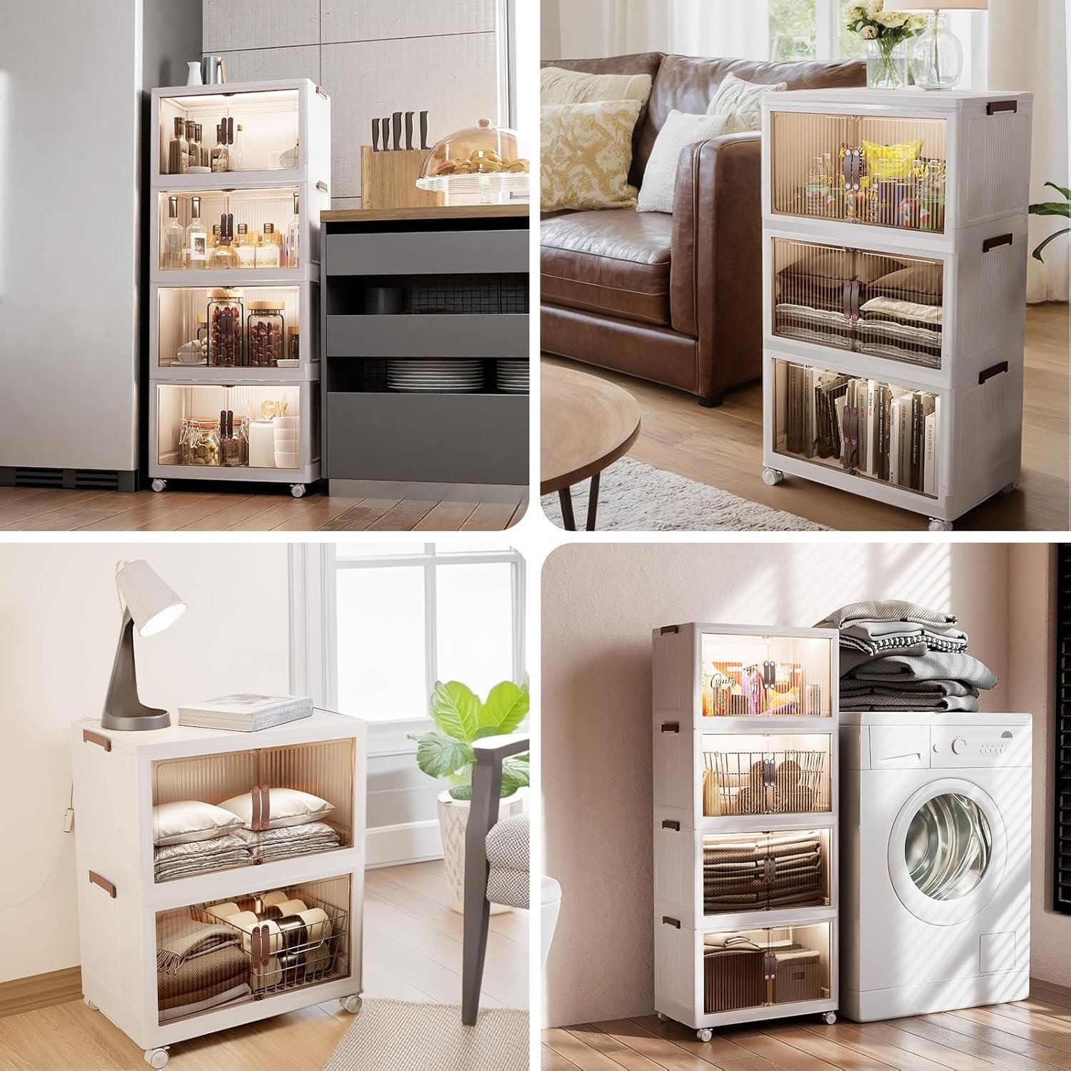 kid living room Large Plastic Storage Bins Stackable Storage Containers with Wheels and Lids Folding Storage Boxes