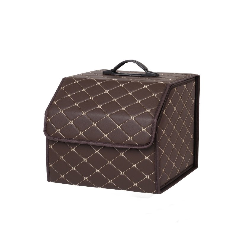 KUYUE custom size leather car trunk organizer storage bag cargo storage box car trunk organizer car storage box trunk organizer