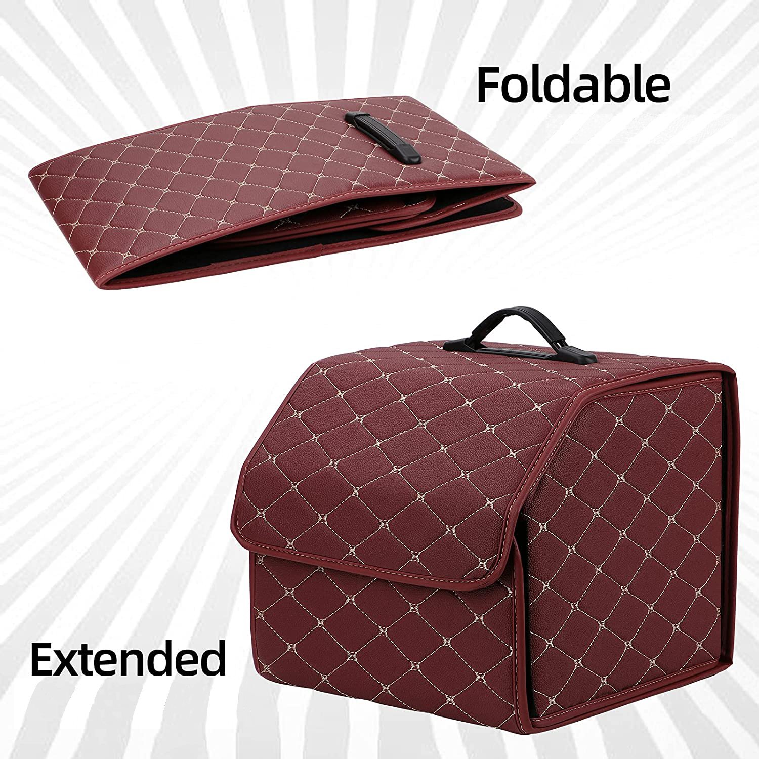 KUYUE custom size leather car trunk organizer storage bag cargo storage box car trunk organizer car storage box trunk organizer
