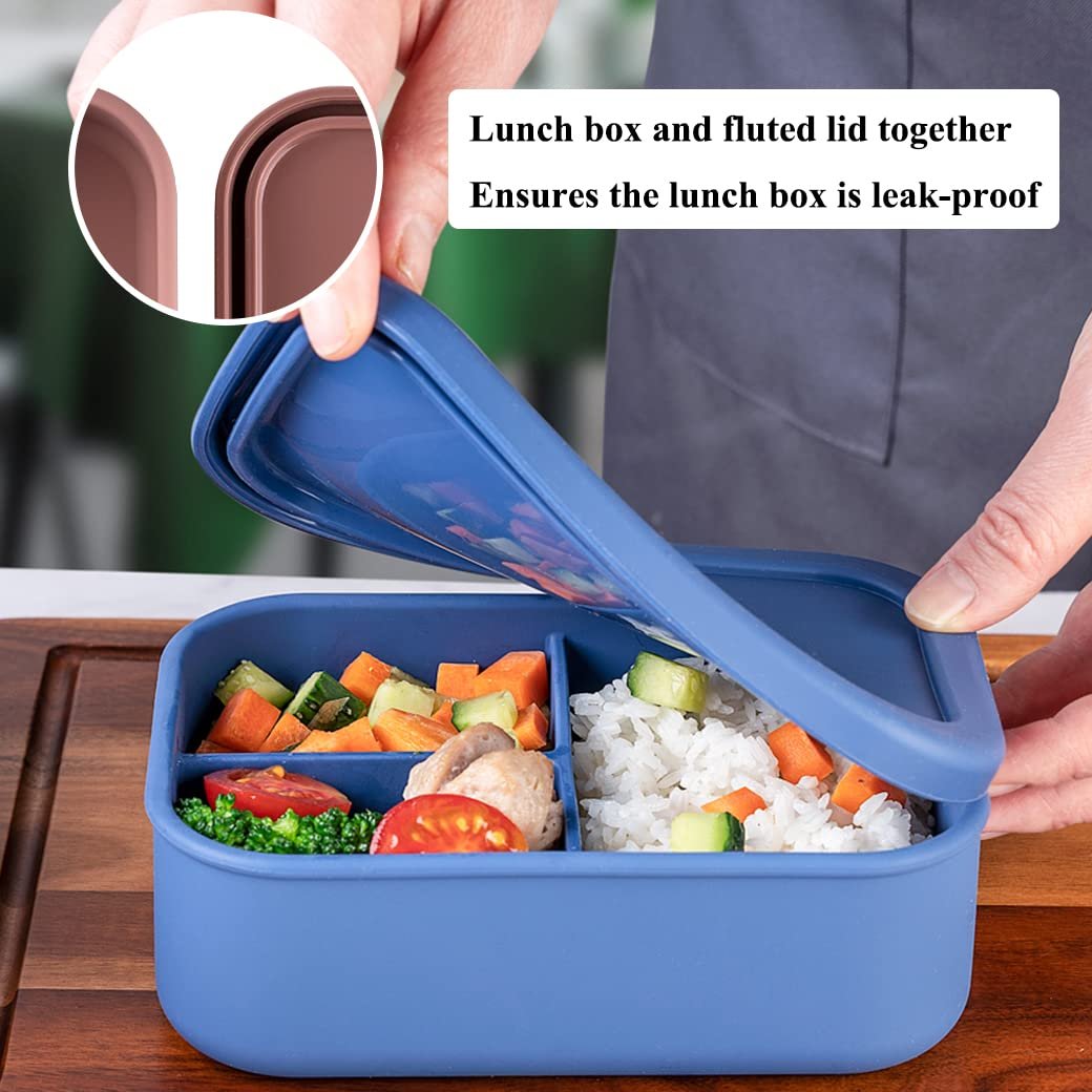 Reusable Silicone Lunch Box BPA Free Silicone Bento Lunch Box Food Grade Microwave Fresh-Keeping Food Storage Box With Lids