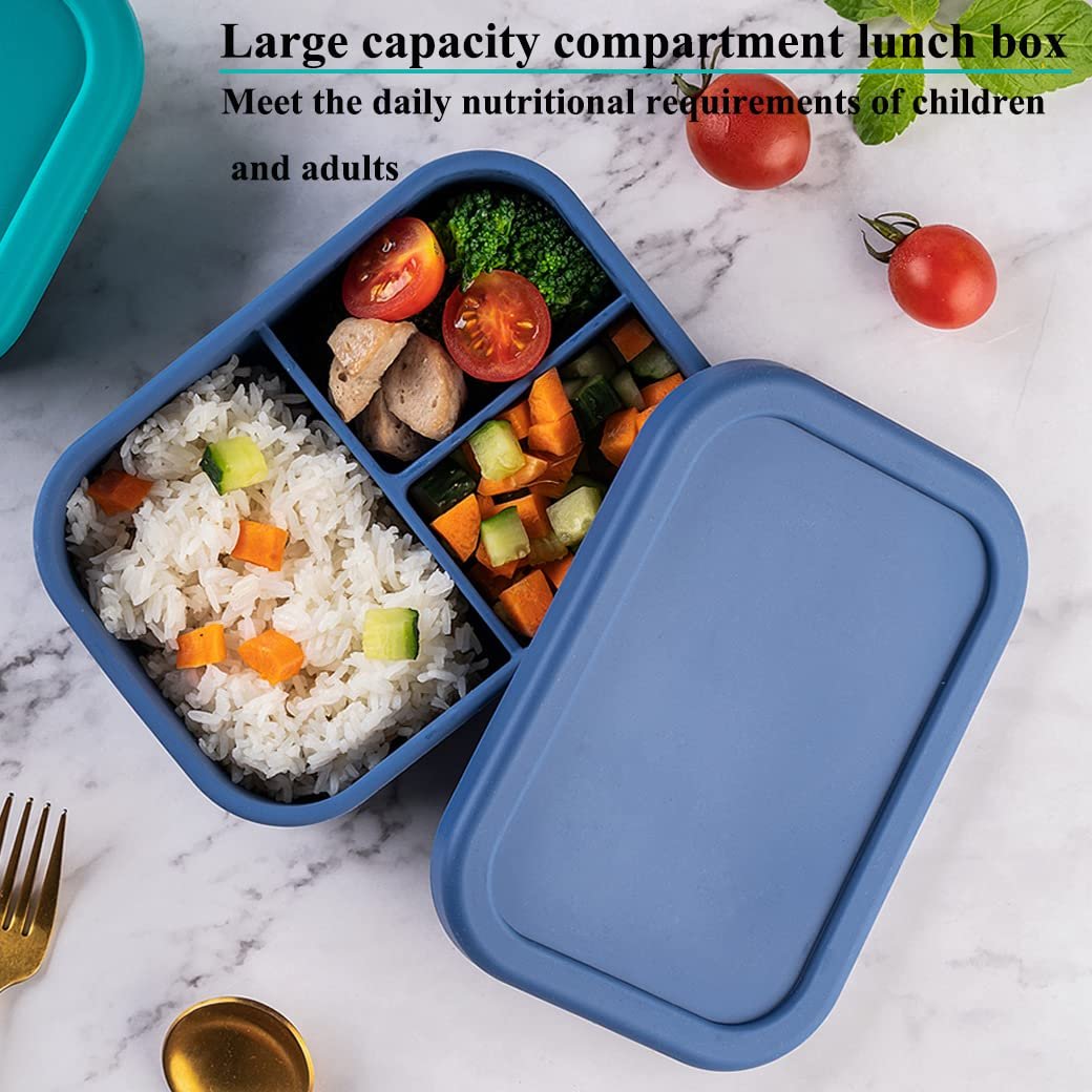 Reusable Silicone Lunch Box BPA Free Silicone Bento Lunch Box Food Grade Microwave Fresh-Keeping Food Storage Box With Lids