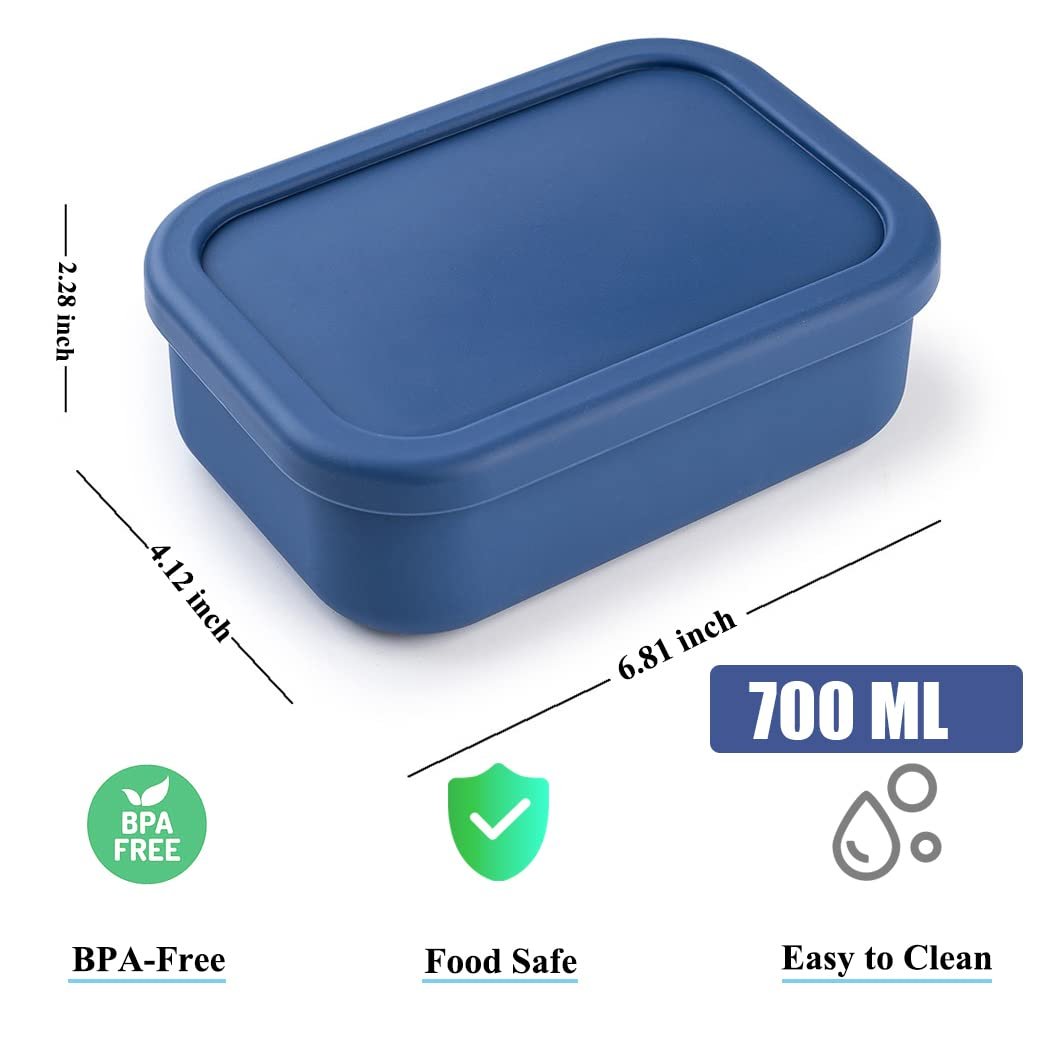 Reusable Silicone Lunch Box BPA Free Silicone Bento Lunch Box Food Grade Microwave Fresh-Keeping Food Storage Box With Lids