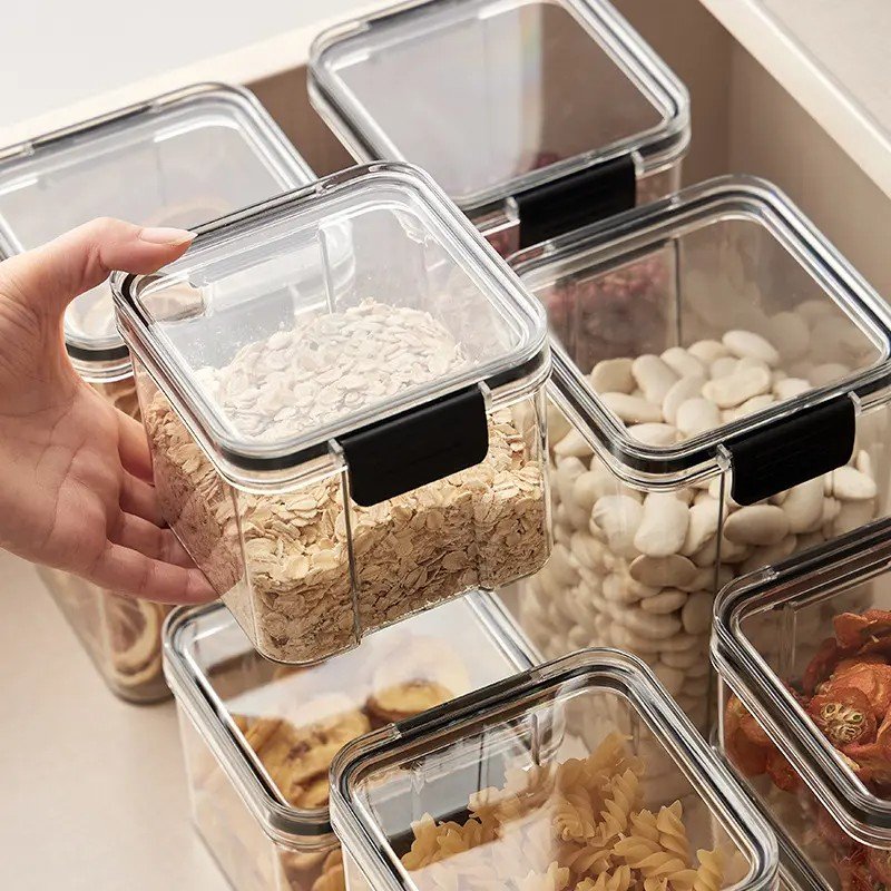 Direct deal Transparent plastic dry food storage container with Anti oxidation durable kitchen storage hermetic food container