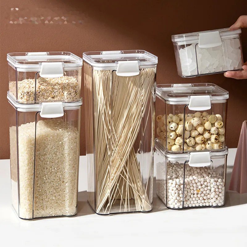 Direct deal Transparent plastic dry food storage container with Anti oxidation durable kitchen storage hermetic food container