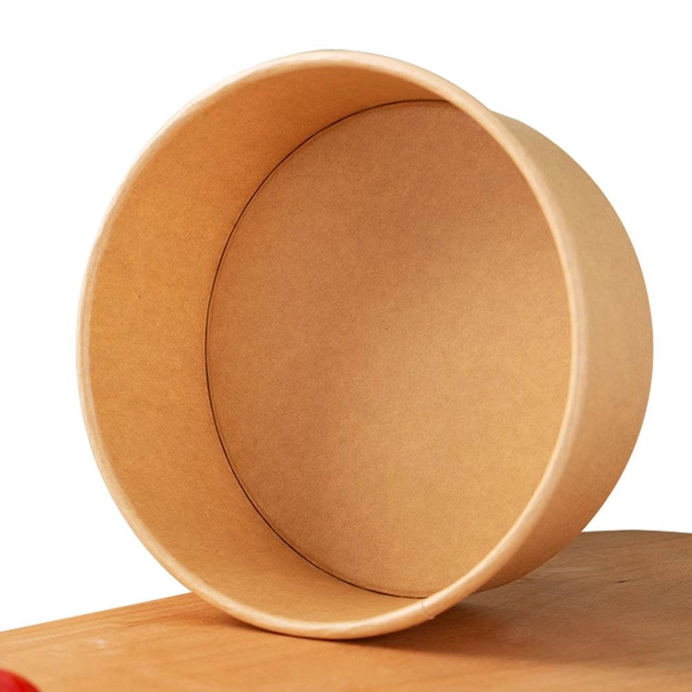 Customized Logo Fast Food Containers Salad Box Soup Bowl Round Box Takeaway Disposable Food Packaging With Paper Lid And Pp Lid
