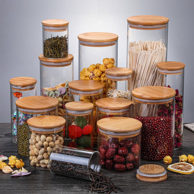 various sizes glass storage jar glass food storage container cookie food jars with lids