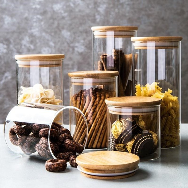 various sizes glass storage jar glass food storage container cookie food jars with lids