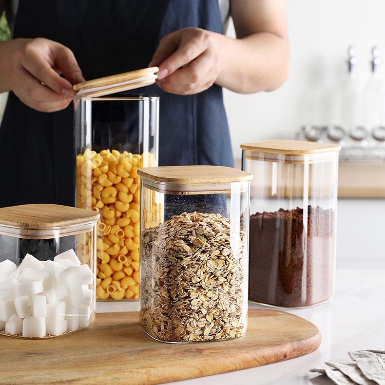 various sizes glass storage jar glass food storage container cookie food jars with lids