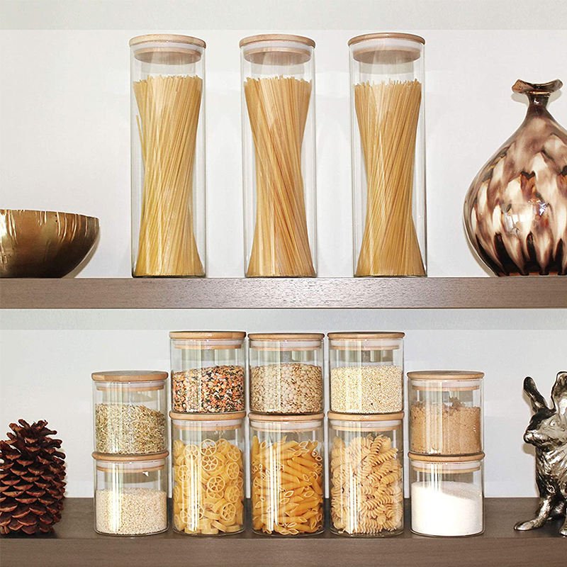 various sizes glass storage jar glass food storage container cookie food jars with lids