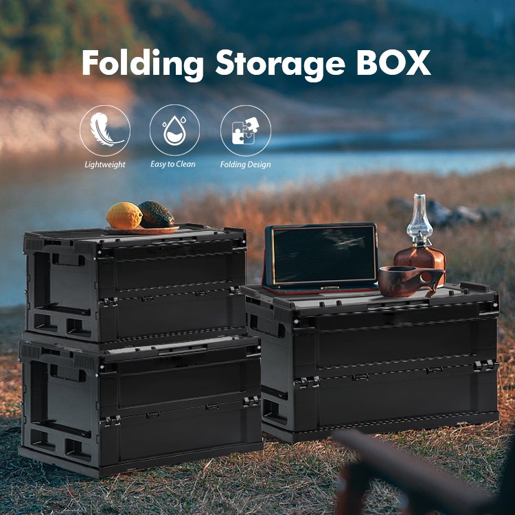 20L Large Capacity Camping Storage Box PP Plastic Folding Camping Box With Outdoor Courtyard Storage Car Box