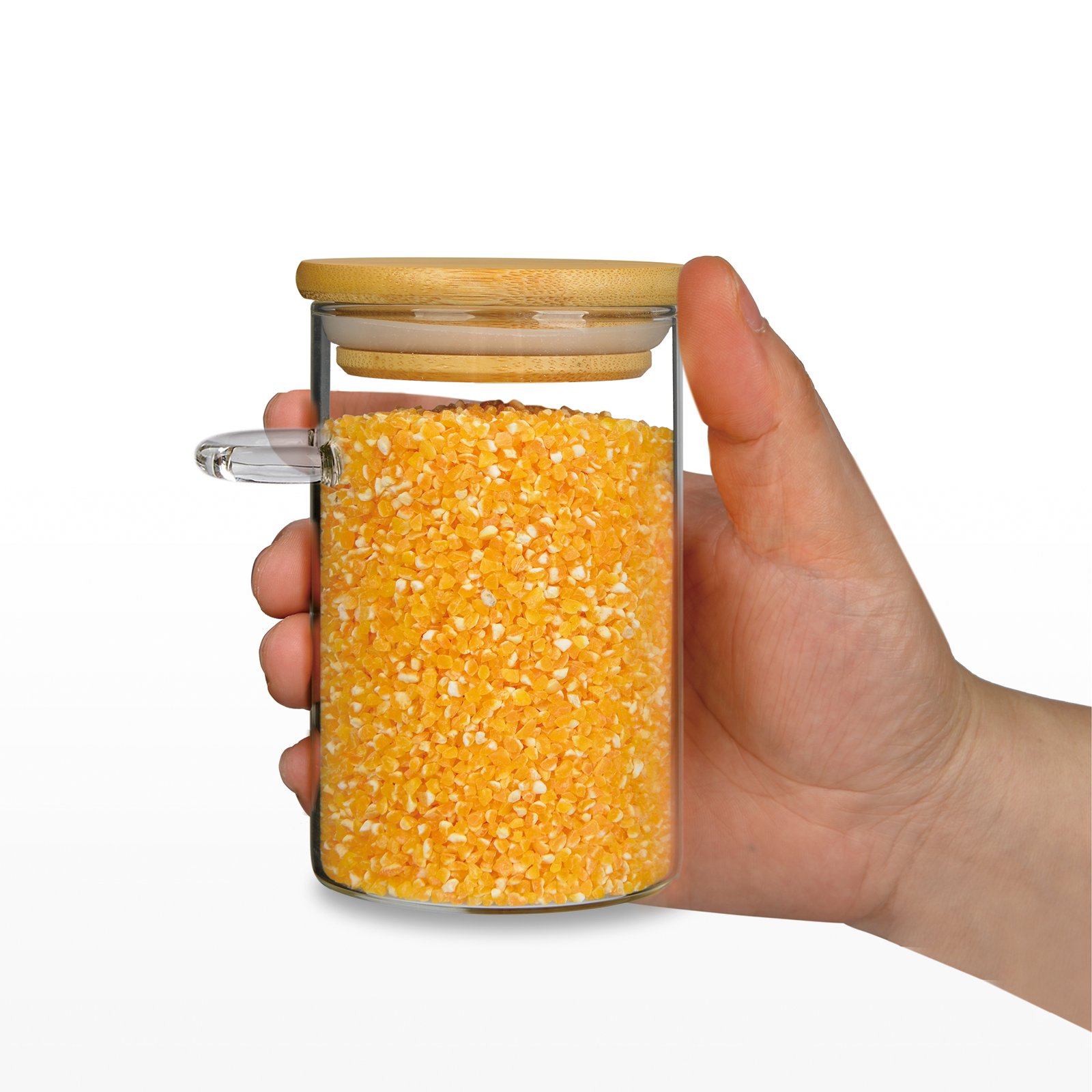 YOLOWE HOME 10oz Mini Glass Jars with High Quality Silicone Lids Spoons Airtight Spice Jars Small Food Storage Kitchen Bathroom