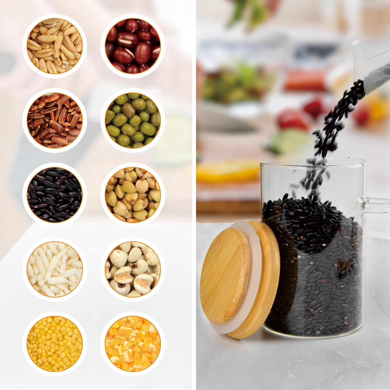 YOLOWE HOME 10oz Mini Glass Jars with High Quality Silicone Lids Spoons Airtight Spice Jars Small Food Storage Kitchen Bathroom