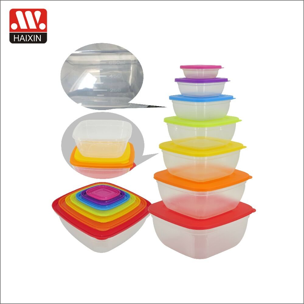 HAIXIN Food Container Food Storage Box Wholesale Colourful Square Plastic 5pcs Storage Boxes & Bins Eco-friendly Injection 2020