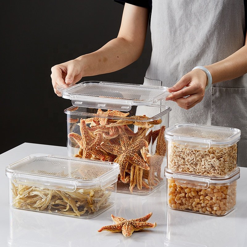 Kitchen Airtight Plastic Clear Food Storage Containers set with lids