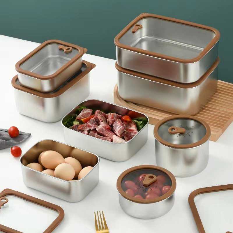 Refrigerator Safe Leak Proof Meal prep container Stainless Steel Food Storage Container with lids snack box container