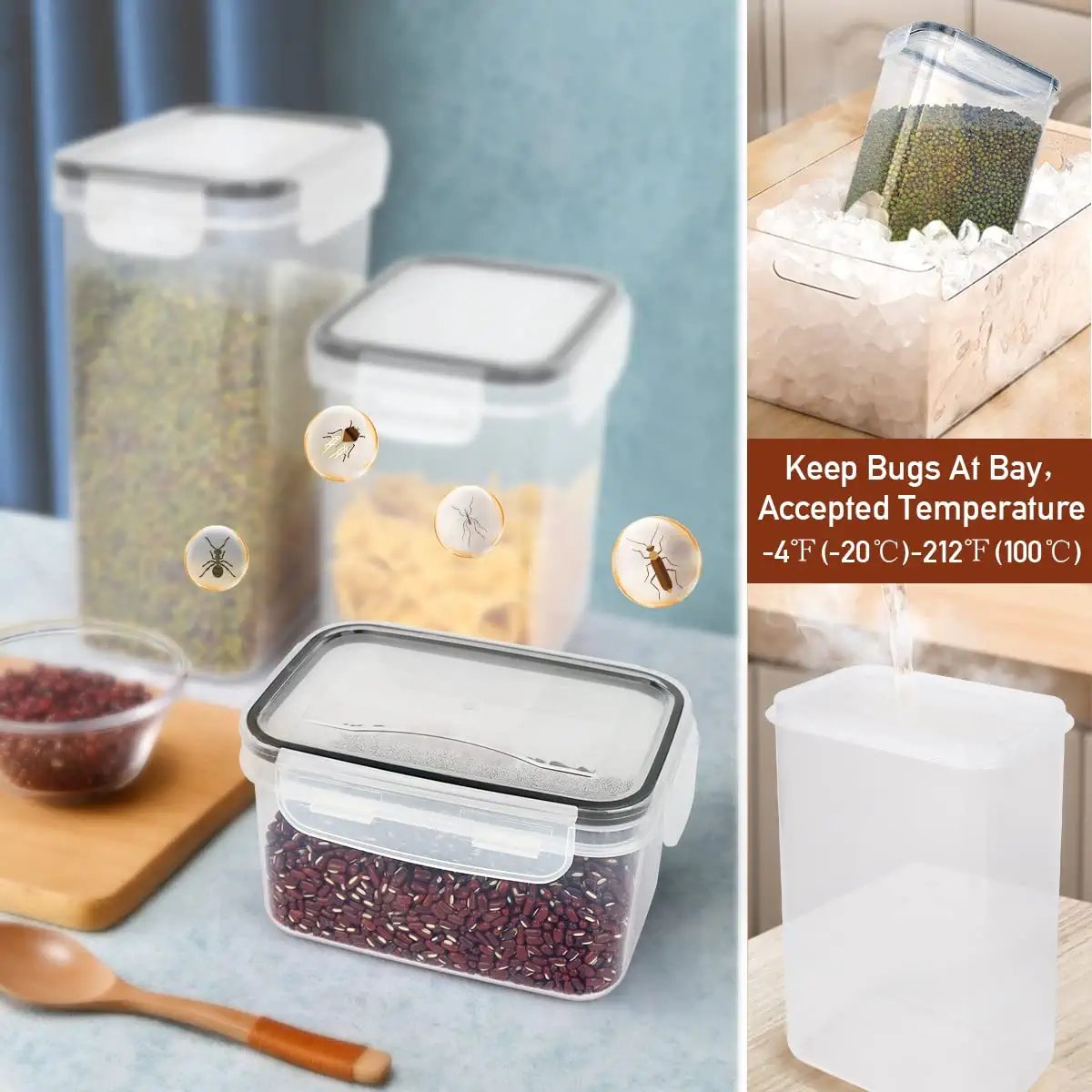 32 Pack Airtight Food Storage Containers Setblackal Containers Canister Multifunction CLASSIC Square Plastic 2 Quart