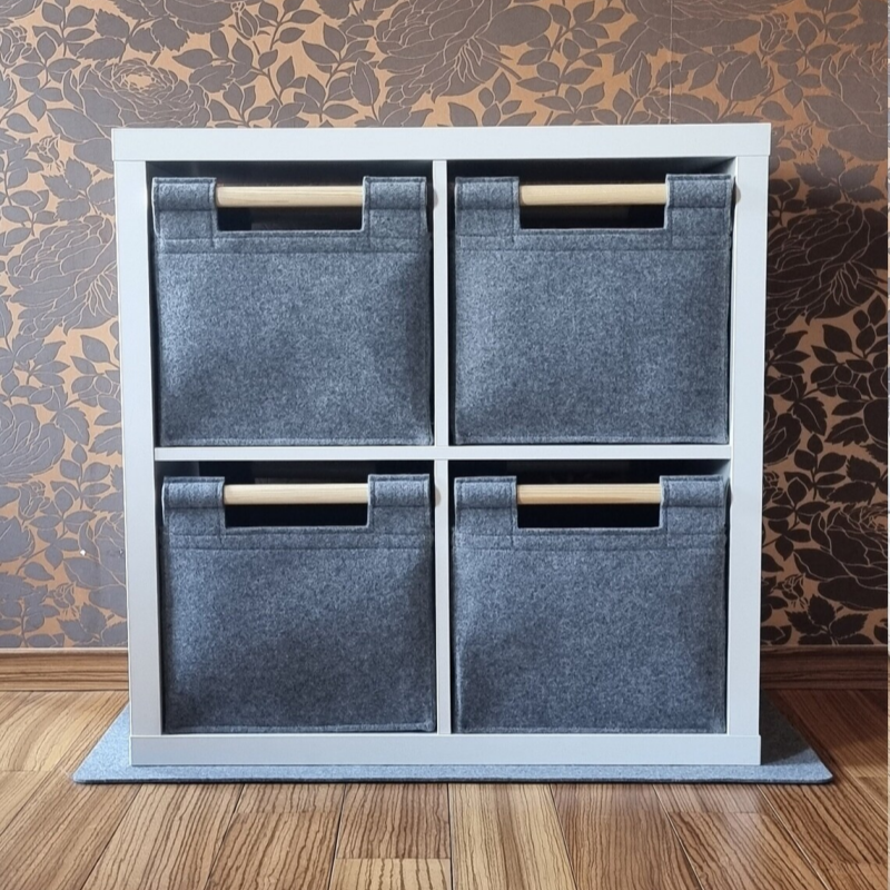 Felt box with wooden handle, Non-woven fabric storage basket