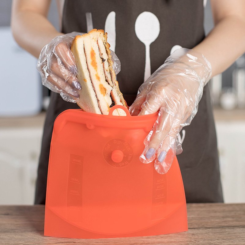 1000ML Food Grade Fresh Preservation Sandwich Bags Reusable Silicone Food Storage Bag For Store Leftovers Freeze Snacks
