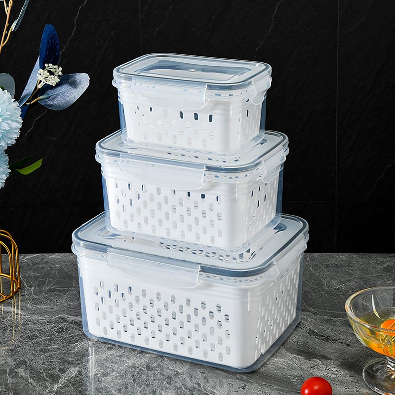 Plastic 850 Ml Drainable Crisper Small Crisper Storage Box Storage Boxes & Bins Food Container PET CLASSIC Modern Rectangle