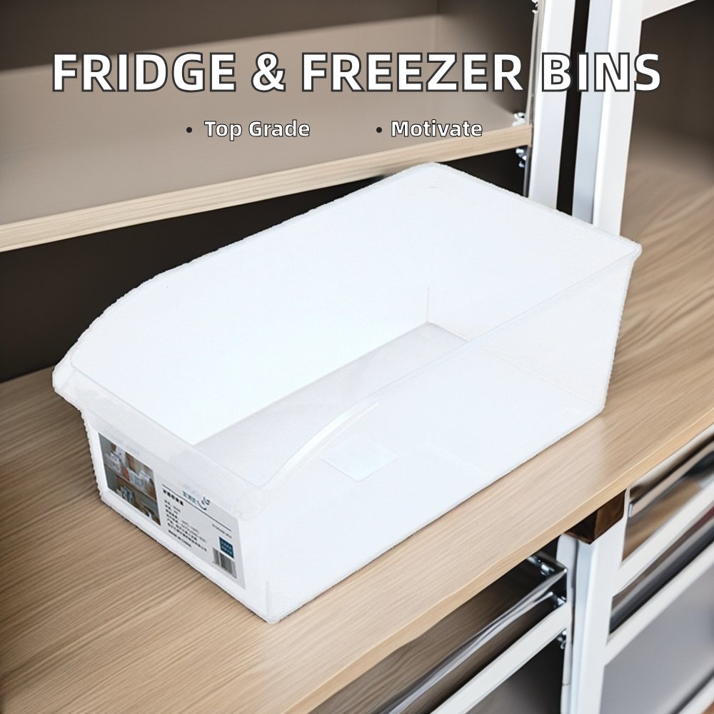 BPA Free Plastic Rectangle Refrigerator Organizer Stackable Food Storage Containers Freezer Bin Storage Fridge Drawer Box