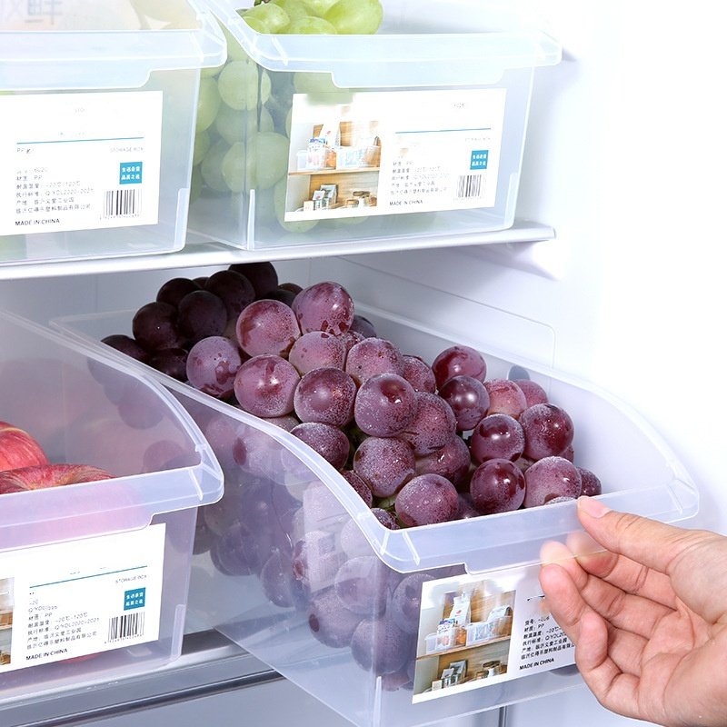 BPA Free Plastic Rectangle Refrigerator Organizer Stackable Food Storage Containers Freezer Bin Storage Fridge Drawer Box