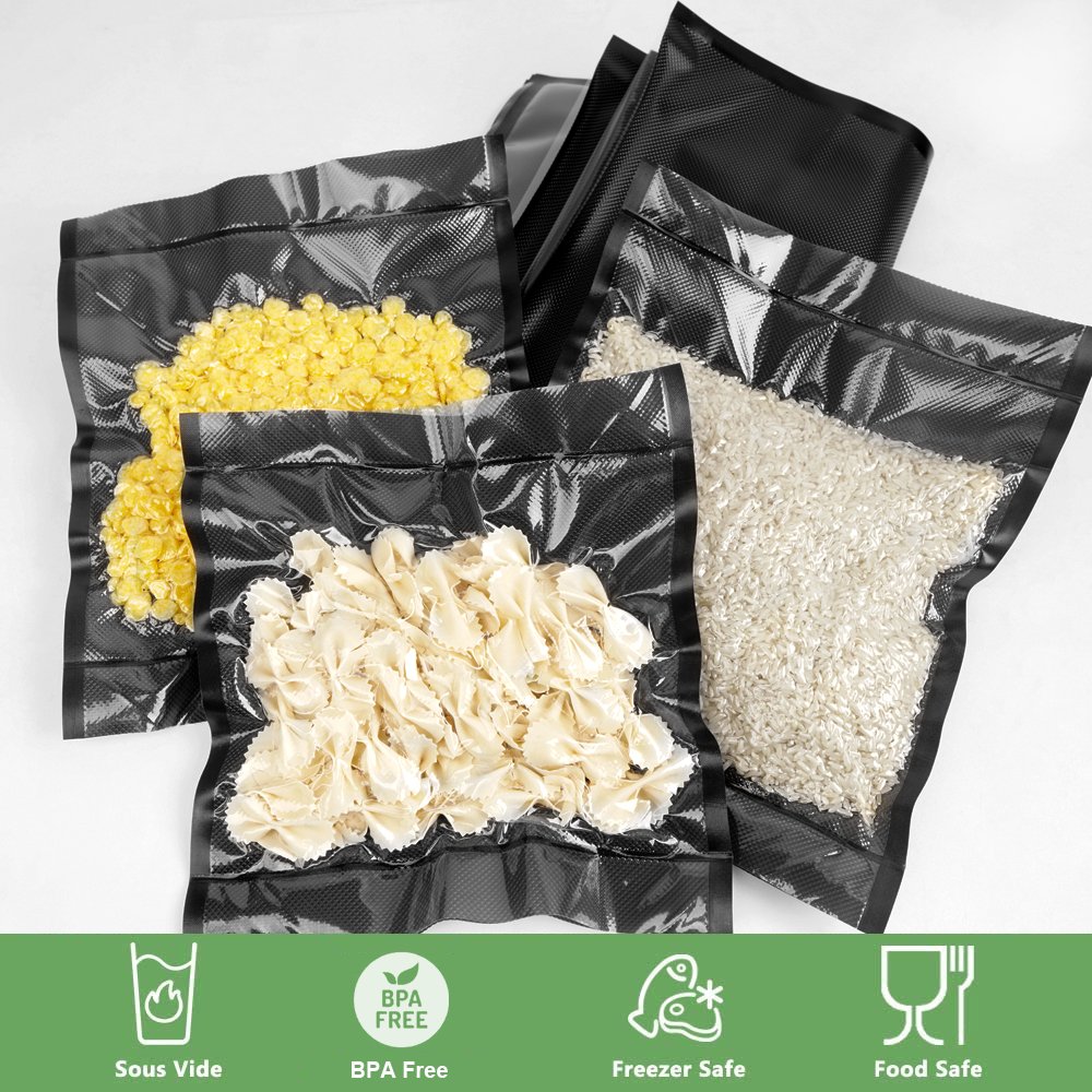 Food Grade Black Nylon Emboss Food Storage Vacuum Sealer Bags Black Vacuum Bag