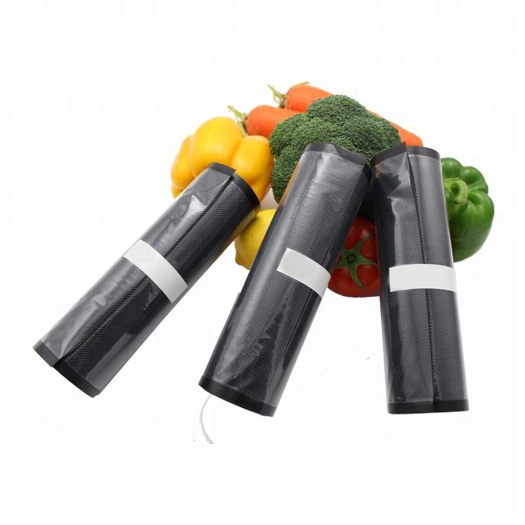 Food Grade Black Nylon Emboss Food Storage Vacuum Sealer Bags Black Vacuum Bag