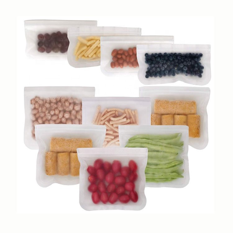 PEVA Ziplock Bag PEVA Food Storage Bag Silicone Fresh Bag for Set Customized for Sandwich Lunch Snack Multifunction 10 Pcs