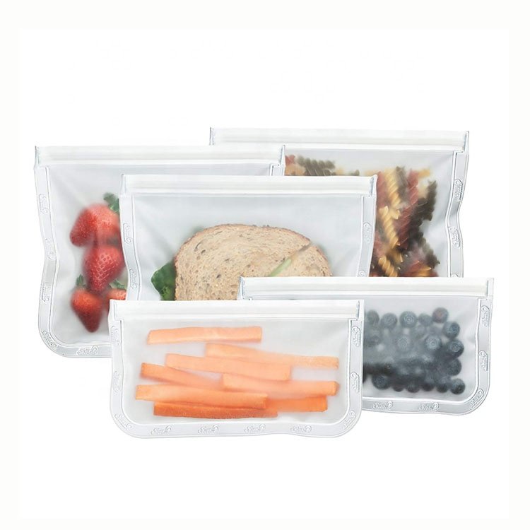 PEVA Ziplock Bag PEVA Food Storage Bag Silicone Fresh Bag for Set Customized for Sandwich Lunch Snack Multifunction 10 Pcs