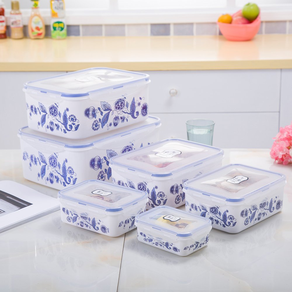 Chinese style microwave plastic airtight food container set
