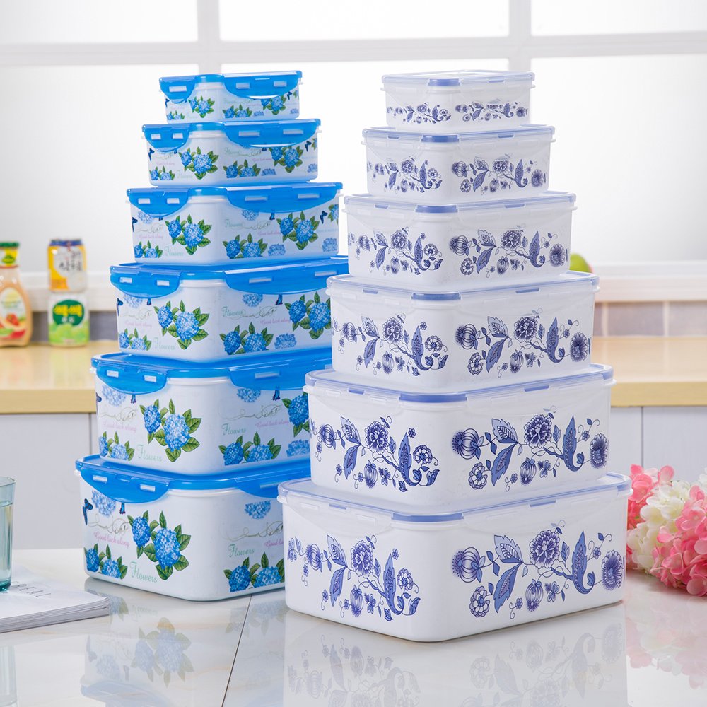 Chinese style microwave plastic airtight food container set