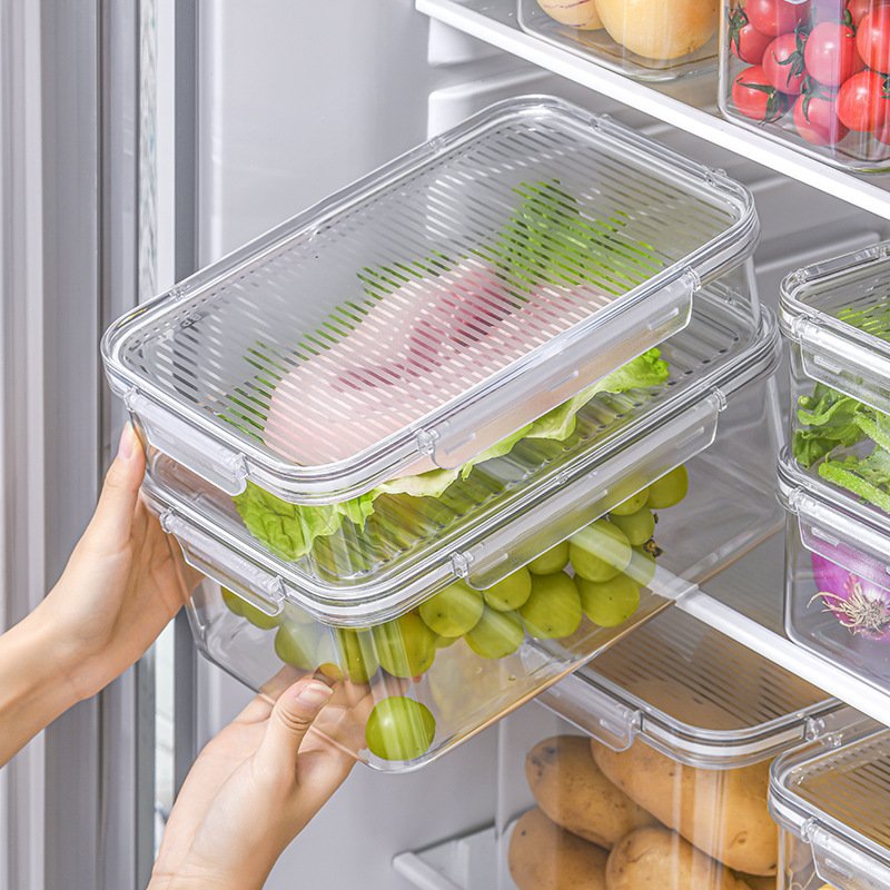 OWNSWING Fridge Organizer Bins Home Organization Clear Plastic Refrigerator Organizer Bins For Food Storage Containers