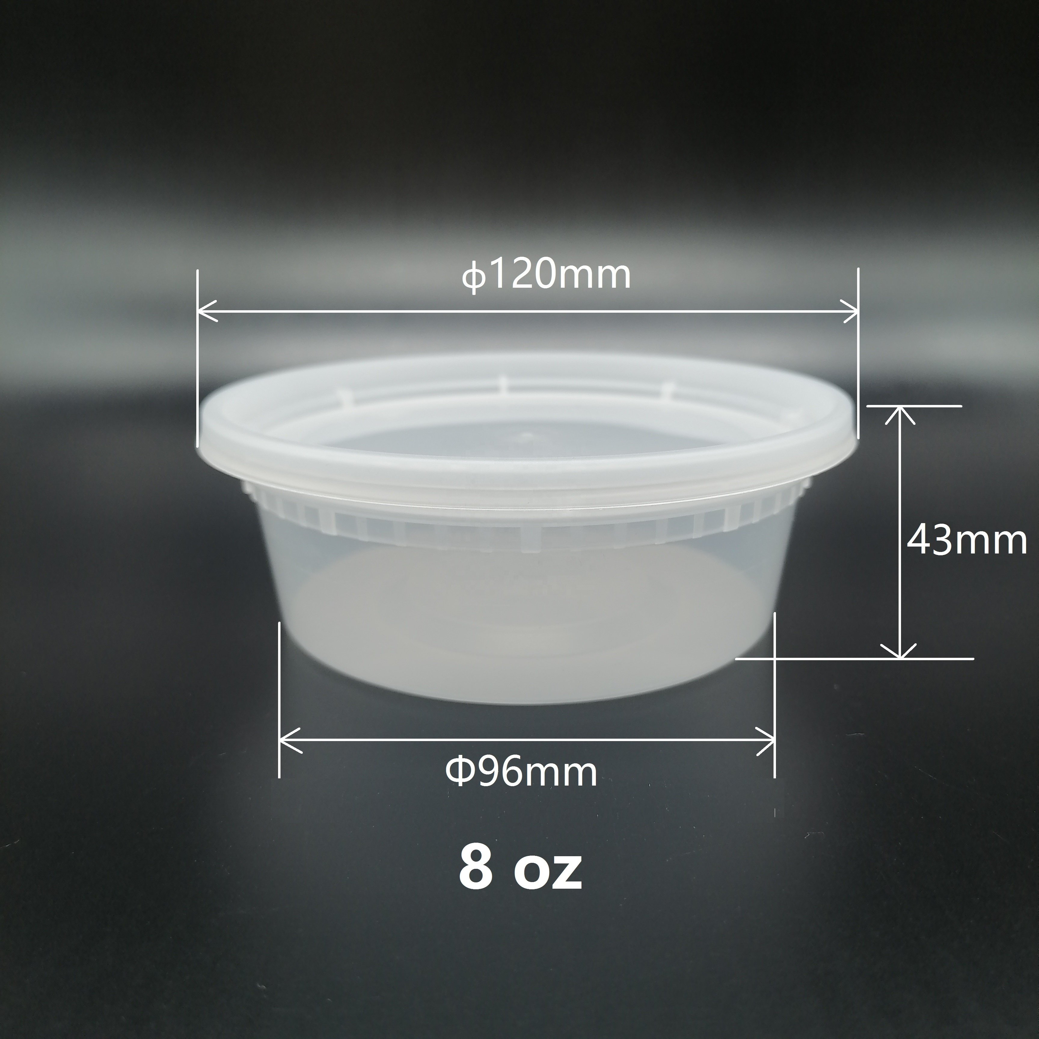 8oz round jars plastic deli container with lids for food fruit soup