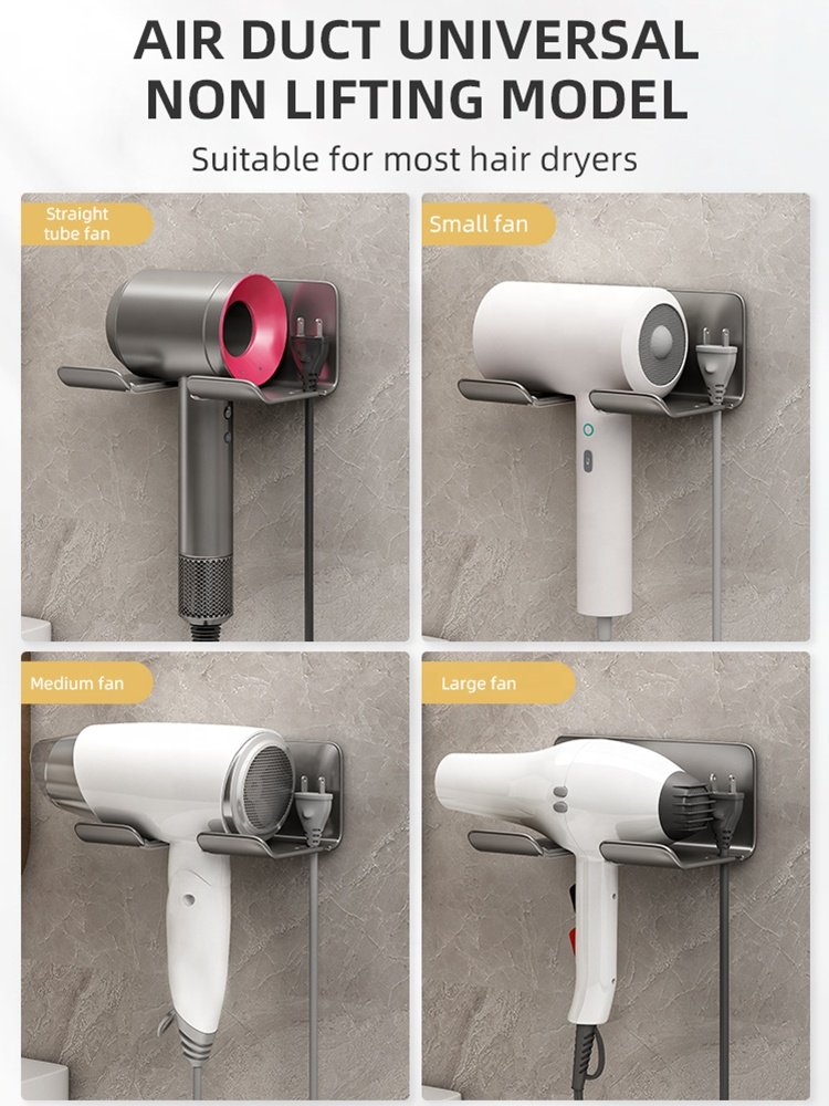 White Gun Grey Bathroom Aluminum Hair Dryer Tools Storage Holders Wall Mounted Shelf Storage Rack