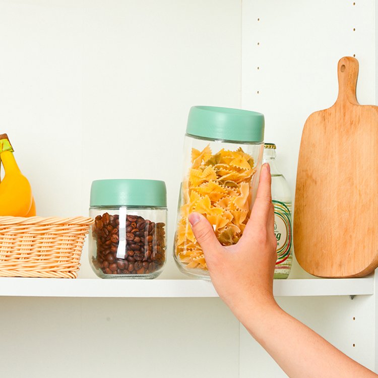 bpa-free clear top glass food storage jar with magnifying lid kitchenware storage canister pantry containers